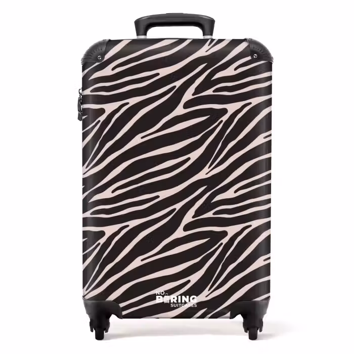 Suitcase - Zebra stripe pattern on soft pink