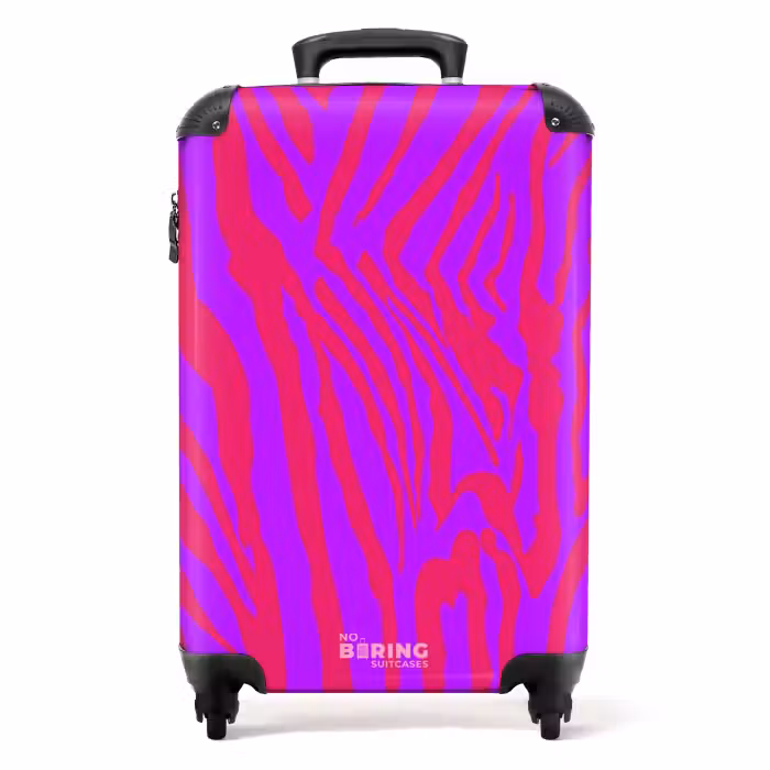 Suitcase - Zebra stripes in red and purple with modern flair