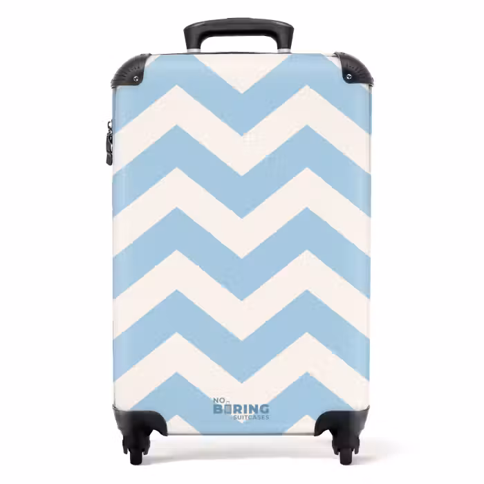 Suitcase - Zigzag pattern in blue and white