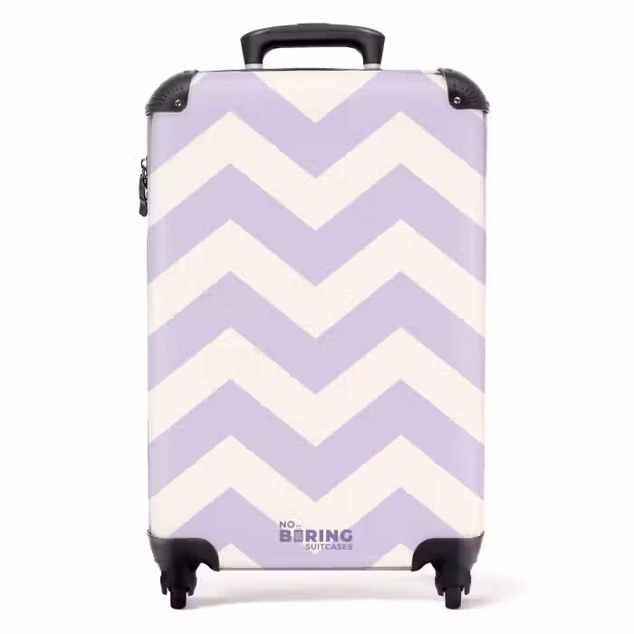 Suitcase - Zigzag pattern in purple and white