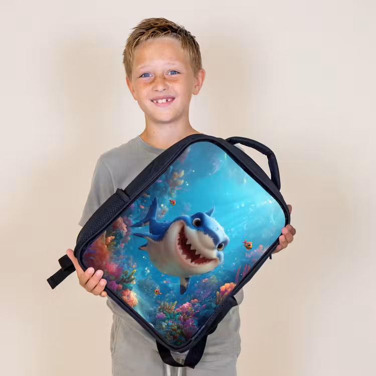 Children's backpack black with own photo — 4