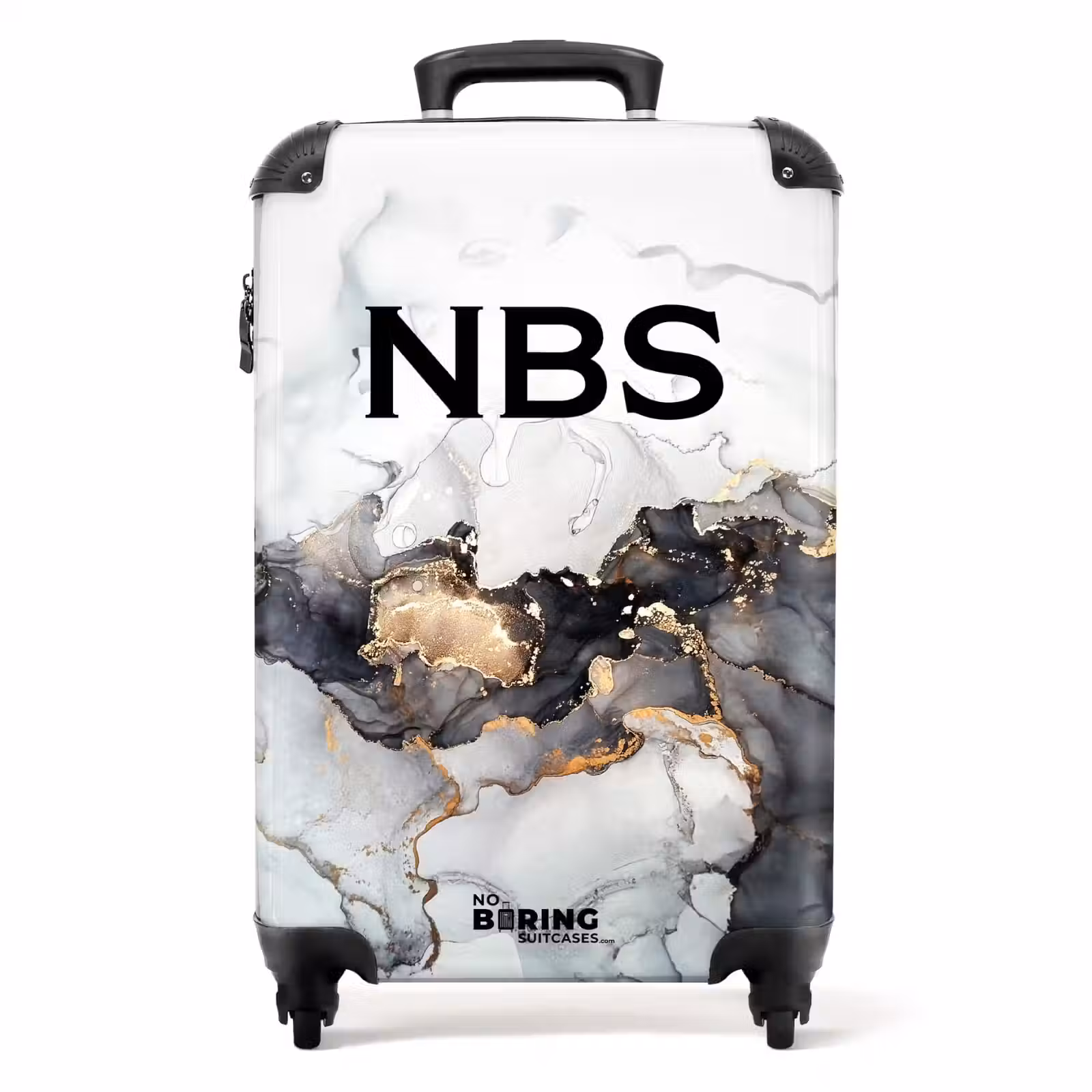 Suitcase - Black marble 755h white and gold — 1
