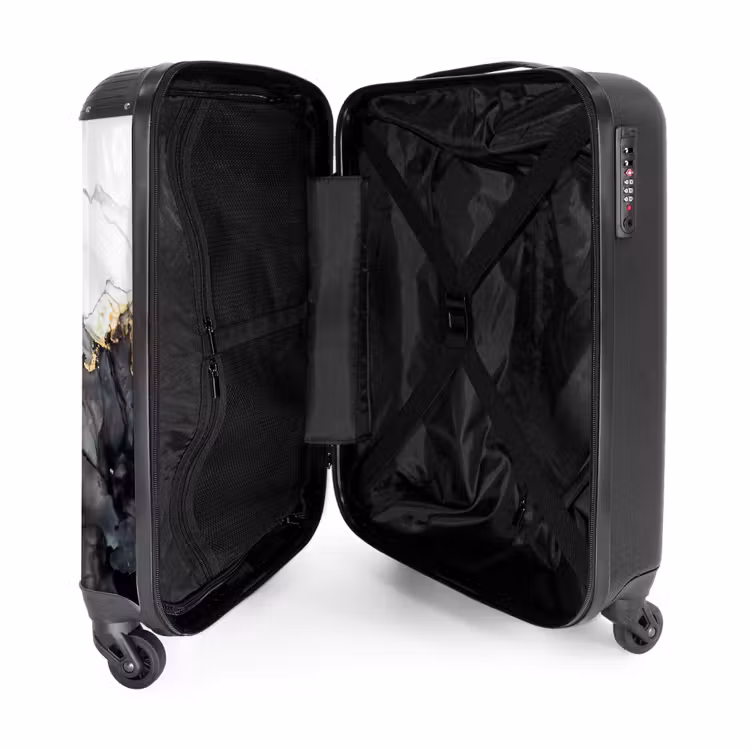 Suitcase - Black marble 755h white and gold — 2