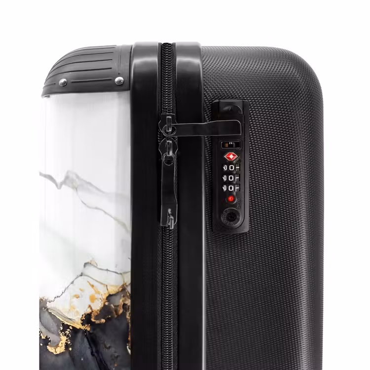 Suitcase - Black marble 755h white and gold — 3