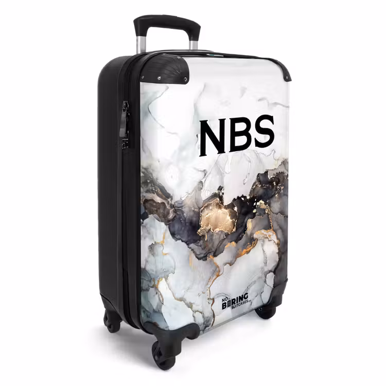 Suitcase - Black marble 755h white and gold — 4