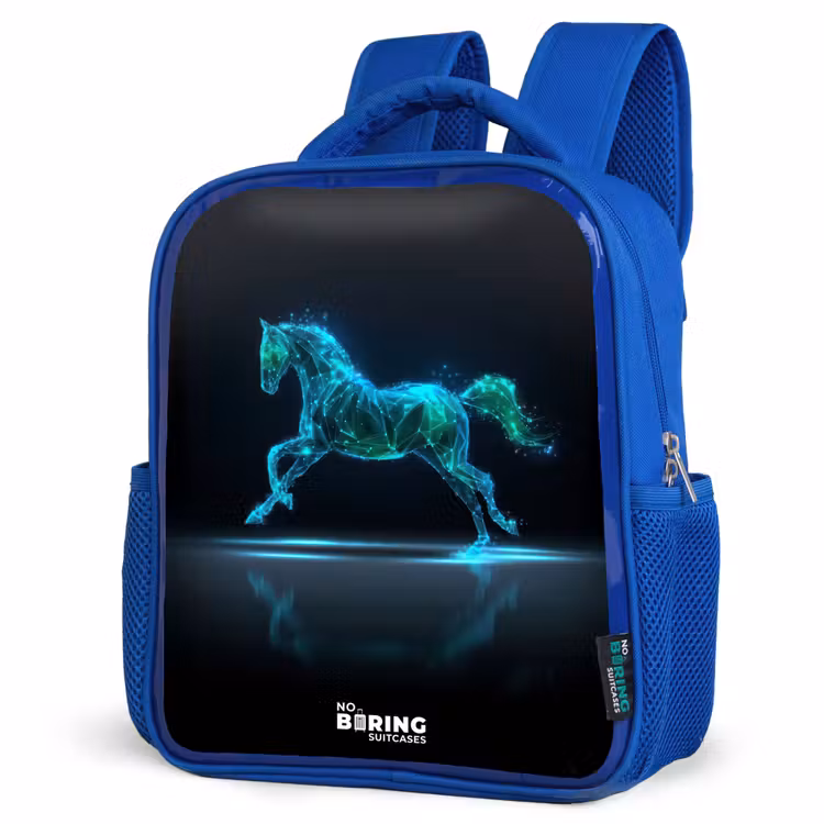 Kids backpack - Blue - Futuristic galloping horse — 3