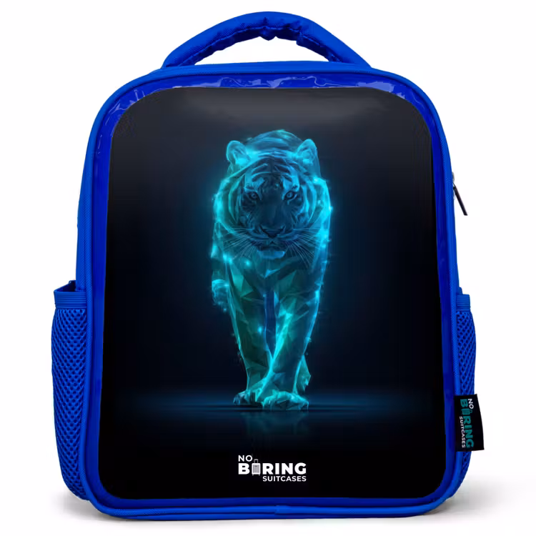 Kids backpack - Blue - Glowing tiger in motion — 1