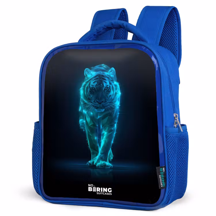 Kids backpack - Blue - Glowing tiger in motion — 3