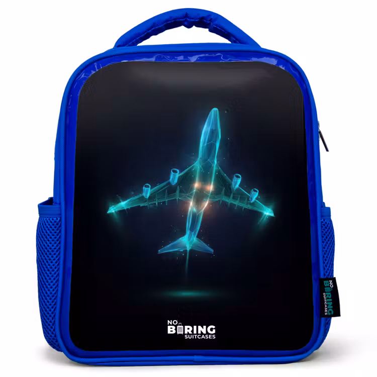 Kids backpack - Blue - Luminous airplane — 1