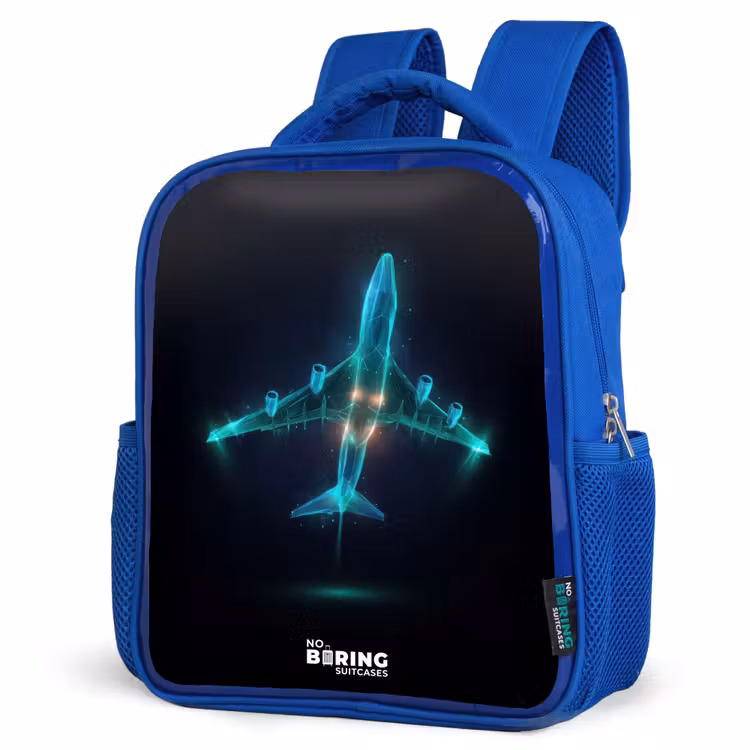 Kids backpack - Blue - Luminous airplane — 3