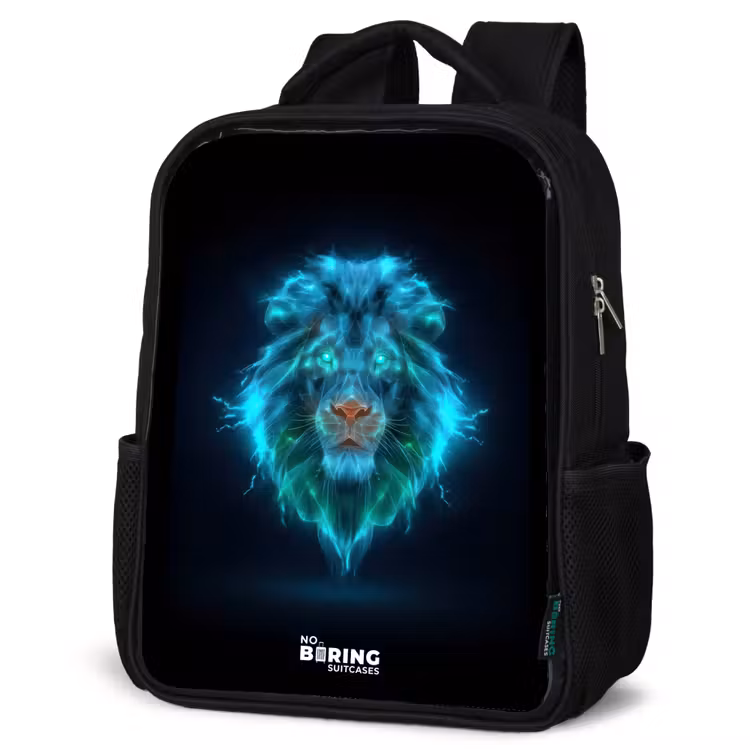 Kids backpack - Black - Luminous lion — 4