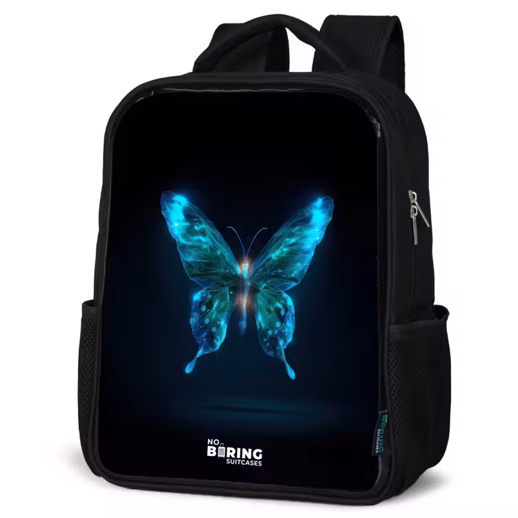 Kids backpack - Black - Magical digital butterfly — 4