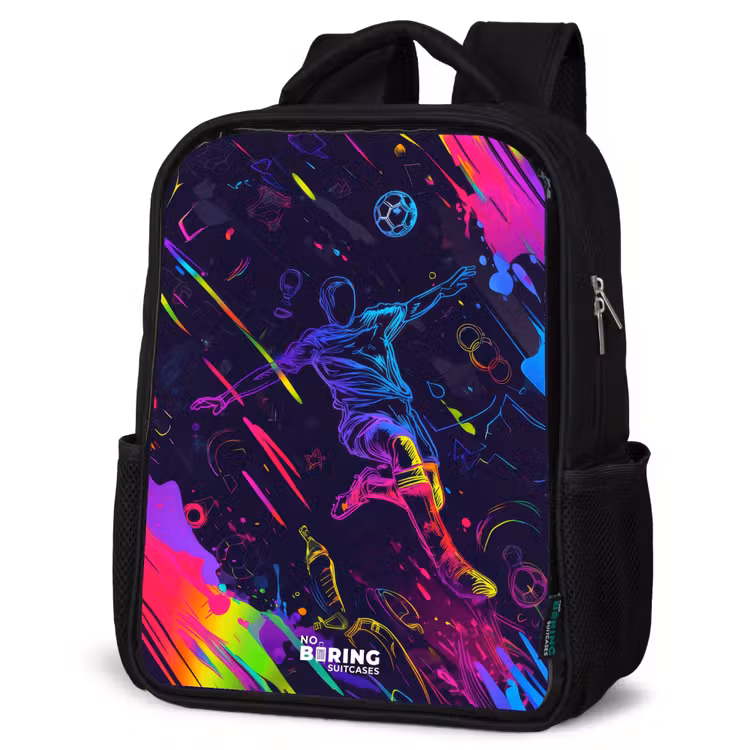 Kids backpack - Black - Neon action packed soccer player — 4