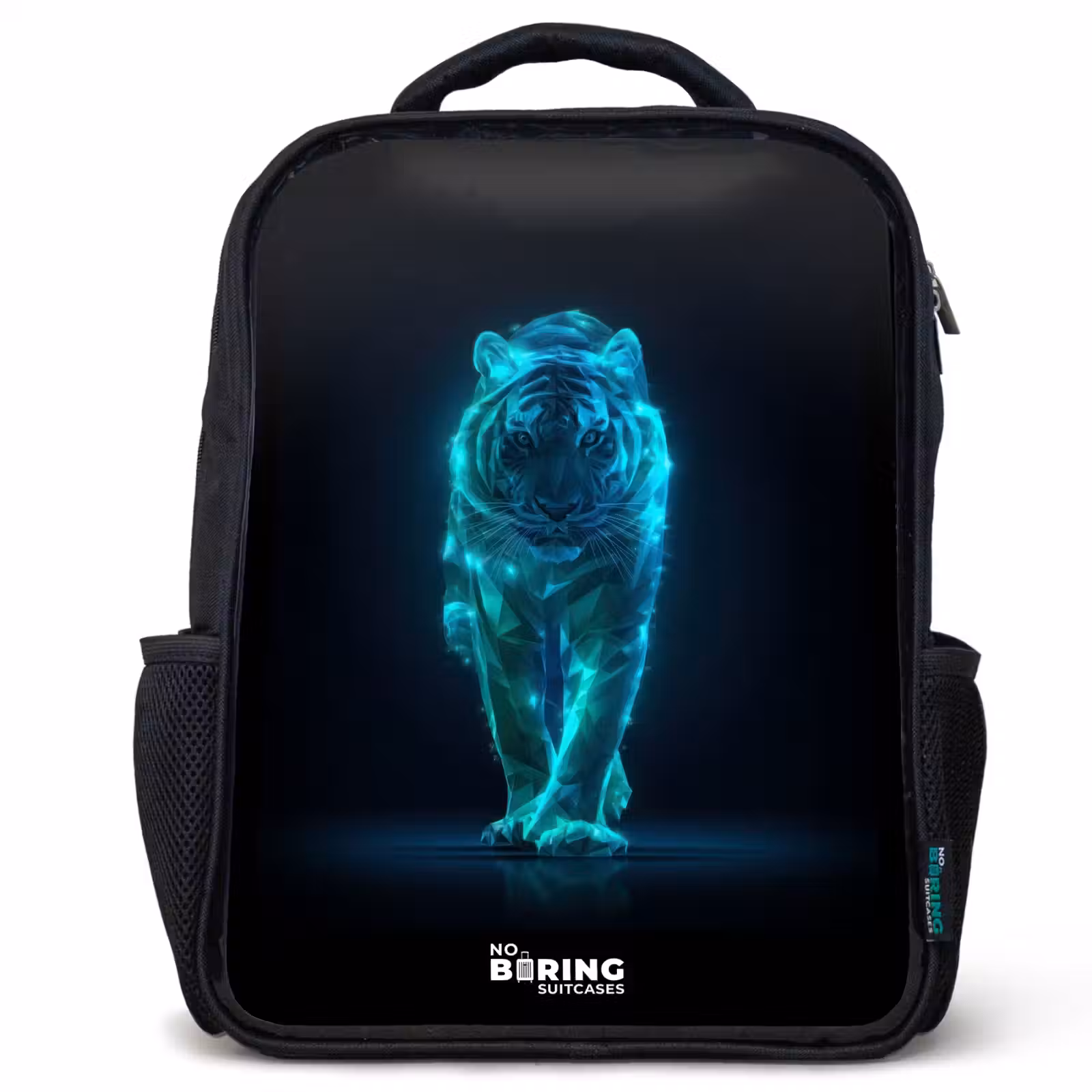 Kids backpack - Black - Glowing tiger in motion — 1