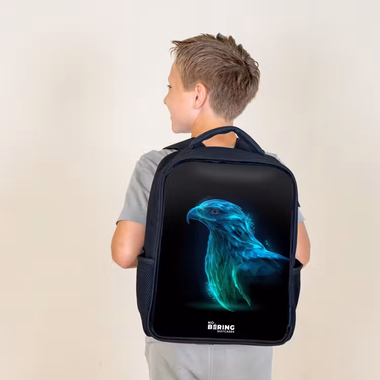 Kids backpack - Black - Digital eagle in profile — 2