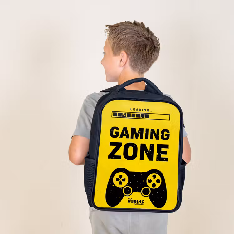 Kids backpack - Black and yellow with gaming zone — 2