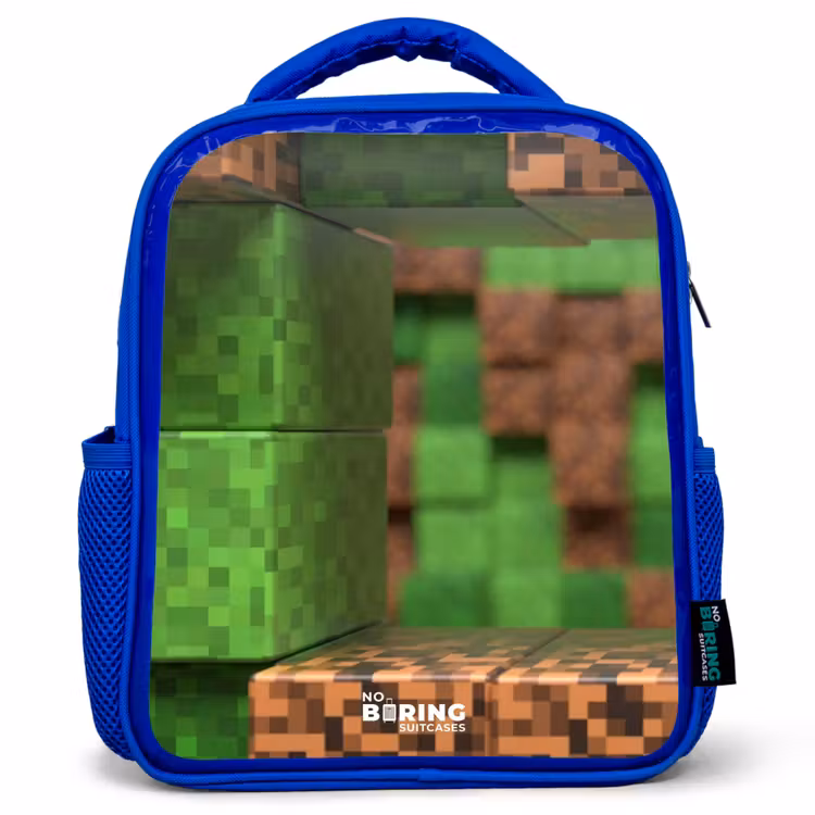Kids backpack - Blue - Close-up with pixelated blocks — 1
