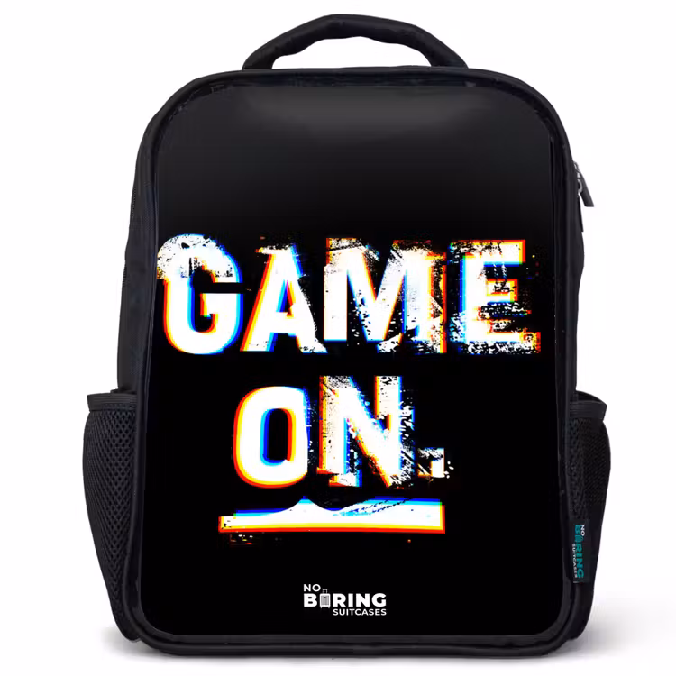 Kids backpack - Black - Game on in black and white — 1