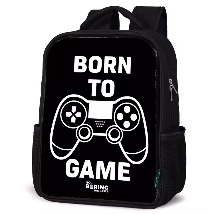 Kids backpack - Black - Qoute with controller in black and white — 4