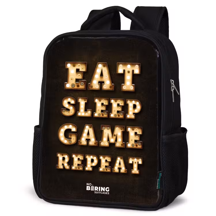 Kids backpack - Black - Qoute with light — 4