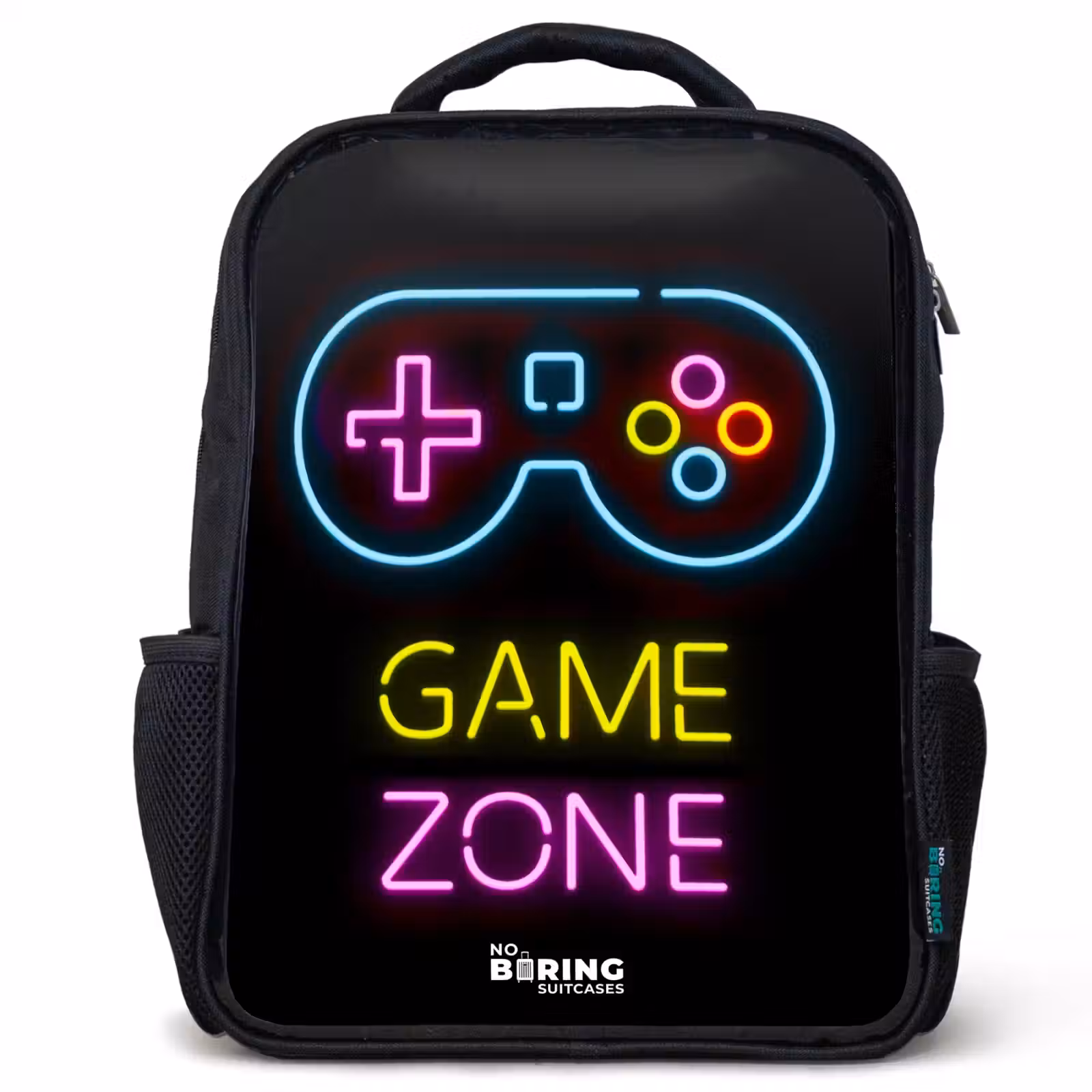 Kids backpack - Black - Qoute with neon colors — 1