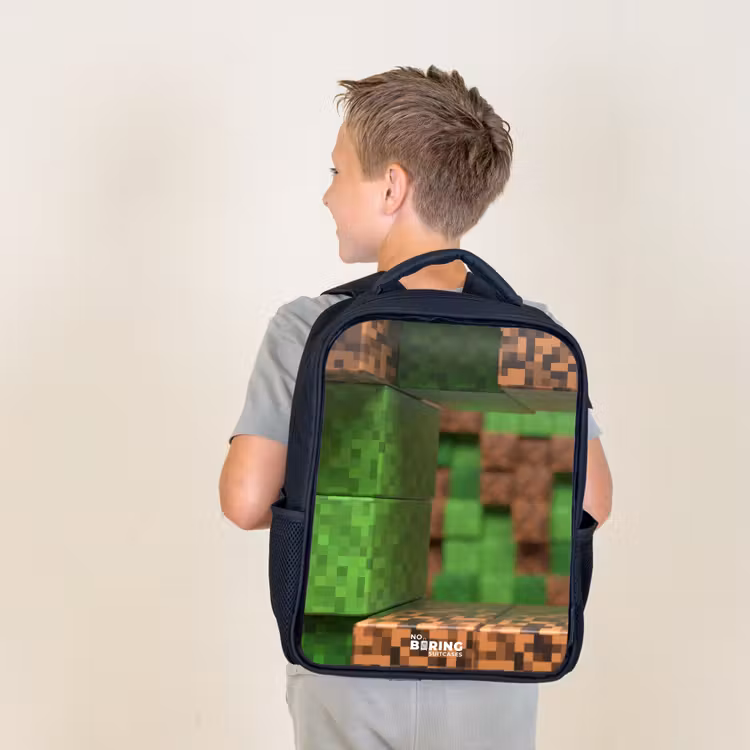Kids backpack - Black - Close-up with pixelated blocks — 2
