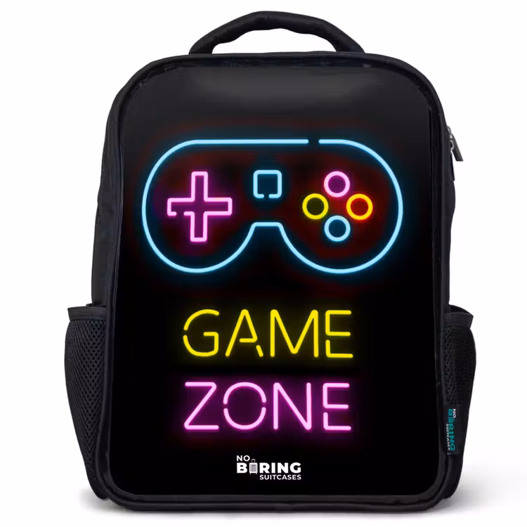Kids backpack - Black - Qoute with neon colors — 1