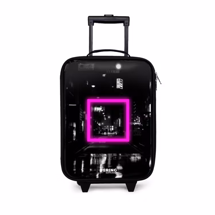 Children's suitcase - Bright pink square with backlit background — 1