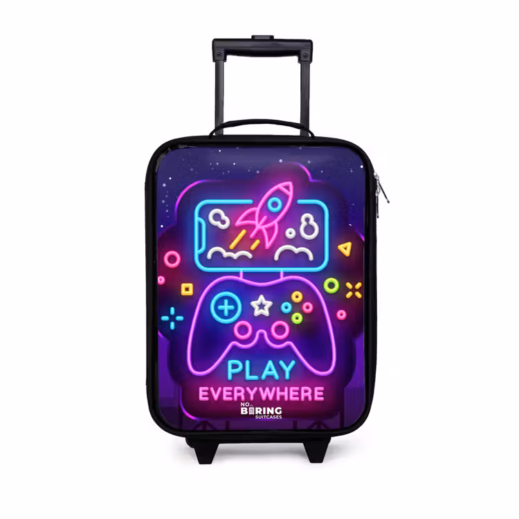 Children's suitcase - Neon illustration with a controller — 1