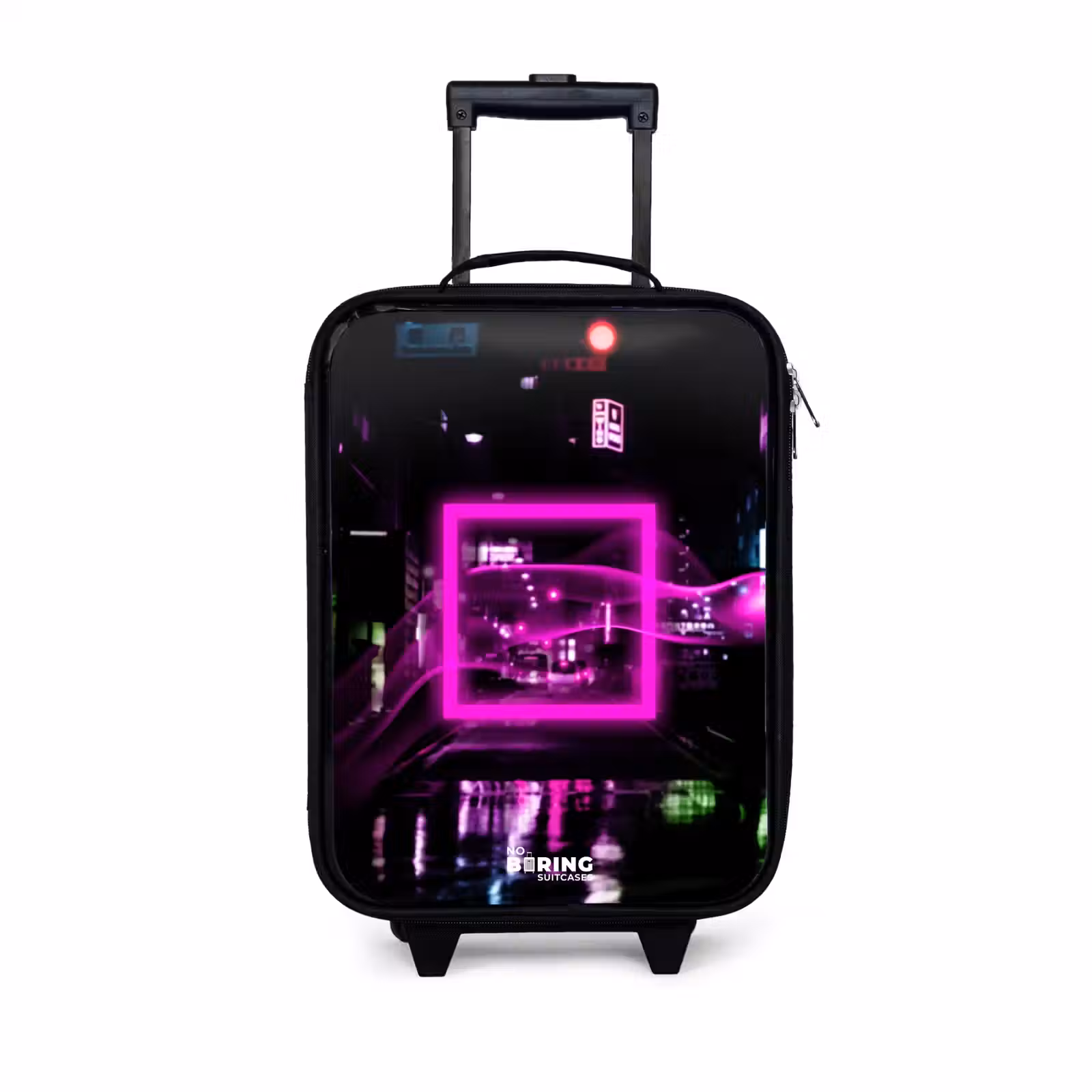 Children's suitcase - Bright pink square above a wet street — 1