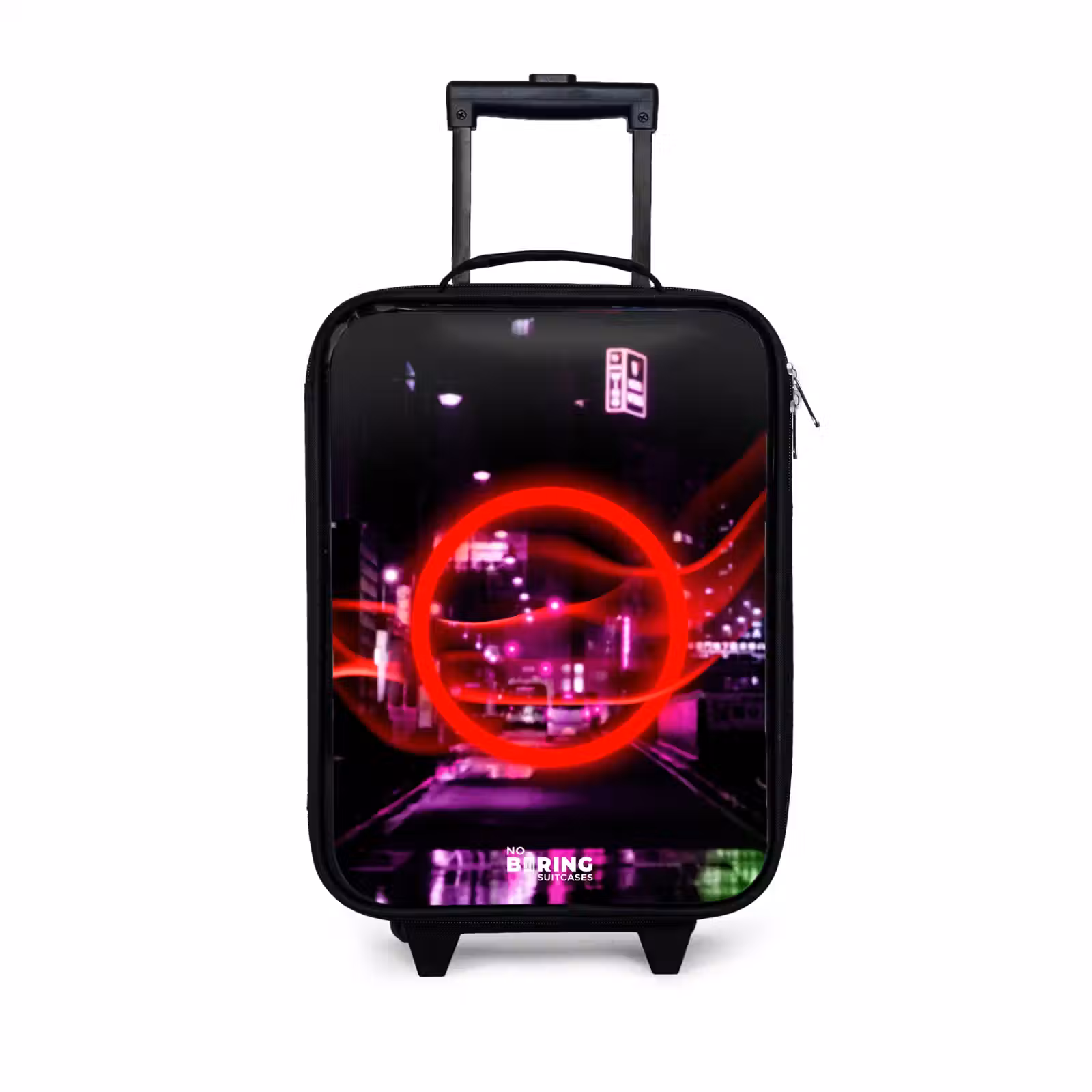 Children's suitcase - Bright red circle over a neon-lit city — 1