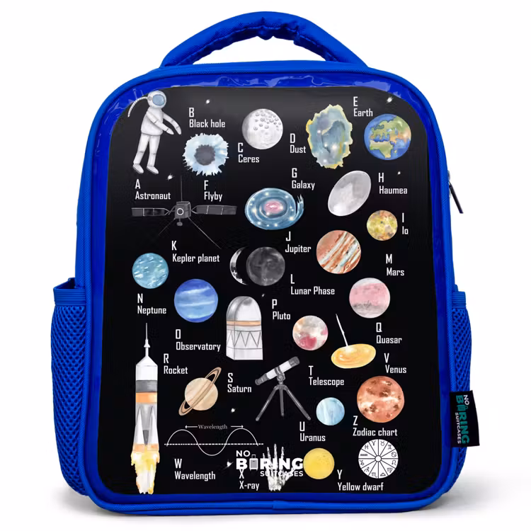 Kids backpack - Blue - Alphabet in space theme — 1