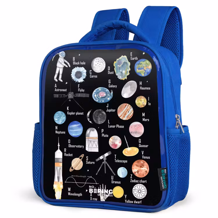 Kids backpack - Blue - Alphabet in space theme — 3
