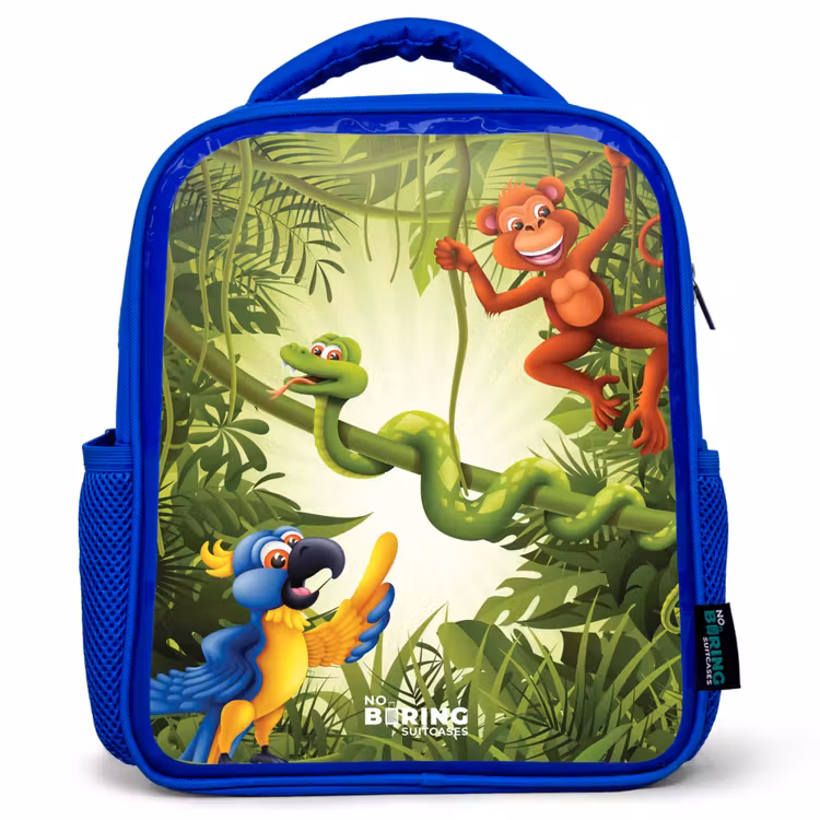 Kids backpack - Blue - Animals in the jungle — 1
