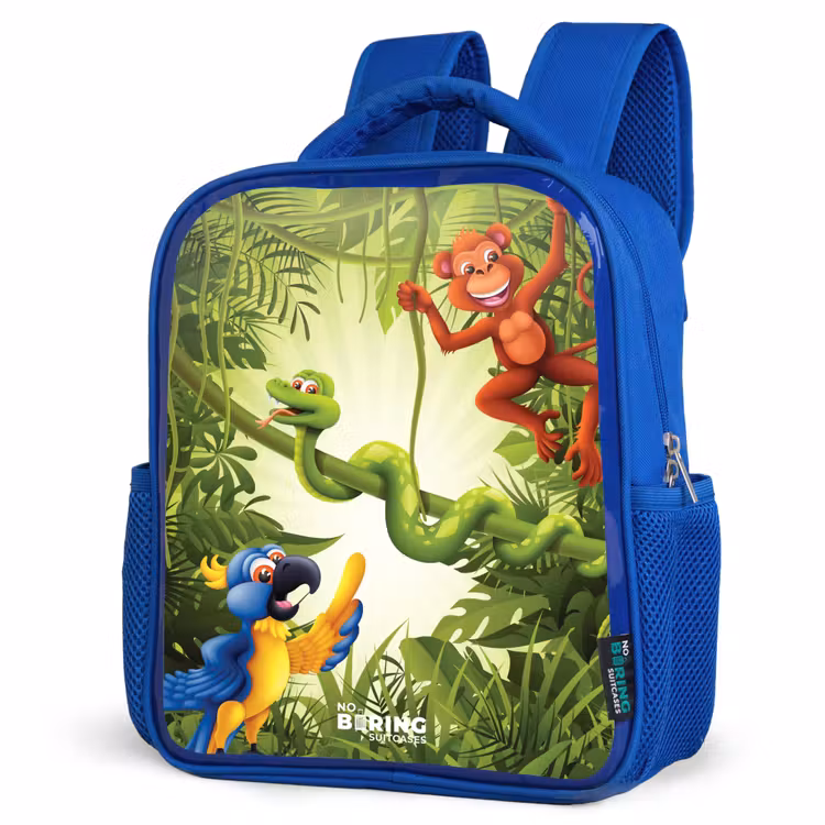 Kids backpack - Blue - Animals in the jungle — 3
