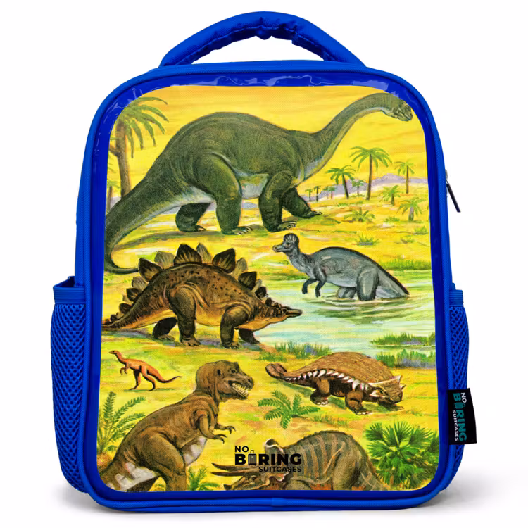 Kids backpack - Blue - Dinos by the water — 1