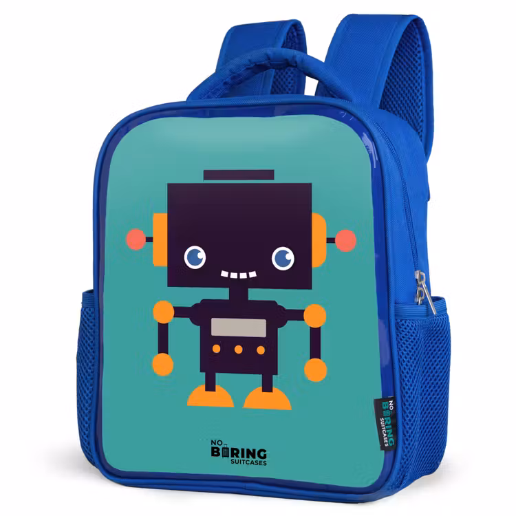Kids backpack - Blue - Green robot — 3