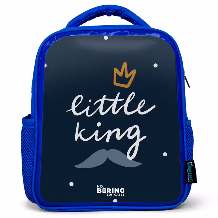 Kids backpack - Blue - Little king with polka dots — 1