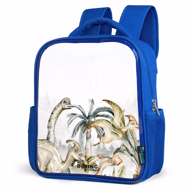 Kids backpack - Blue - Dinos in a rugged landscape — 3