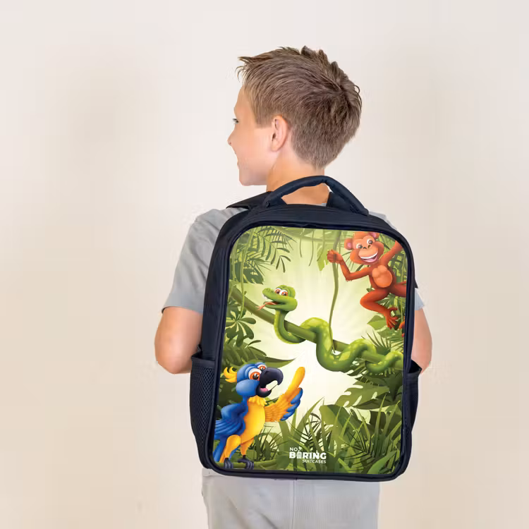 Kids backpack - Black - Animals in the jungle — 2