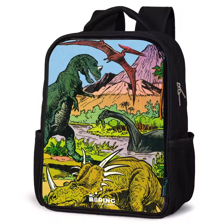 Kids backpack - Black - Dinos at a volcano — 4