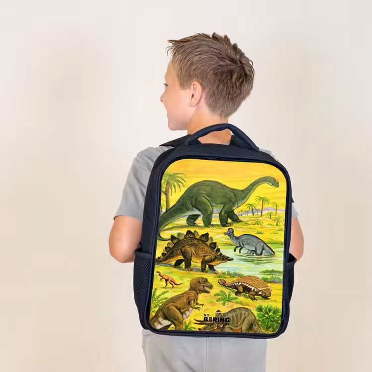 Kids backpack - Black - Dinos by the water — 2