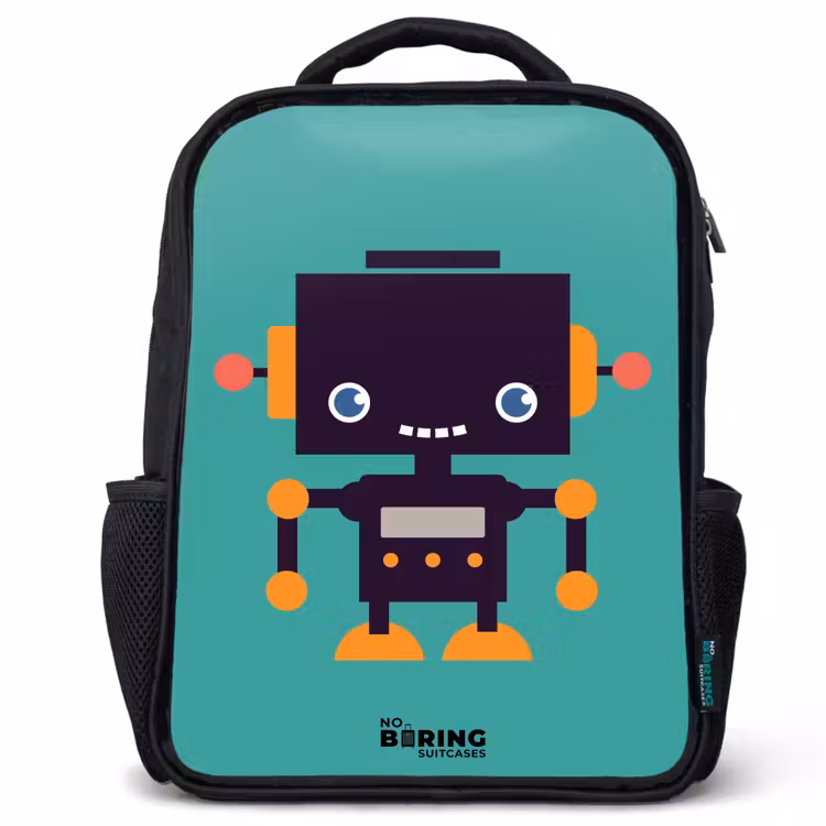 Kids backpack - Black - Green robot — 1
