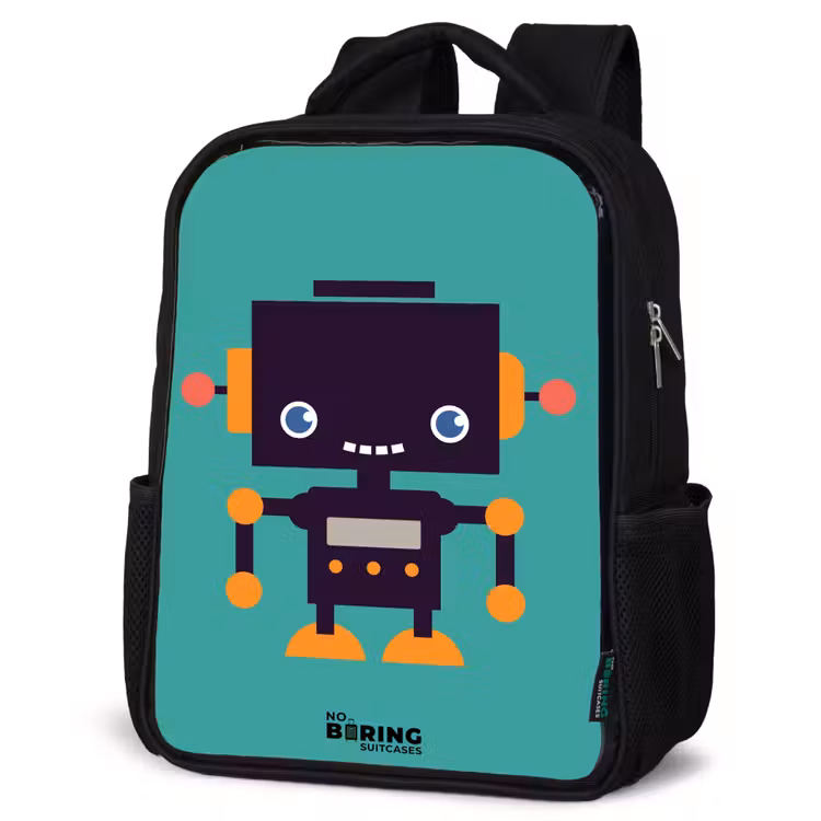 Kids backpack - Black - Green robot — 4