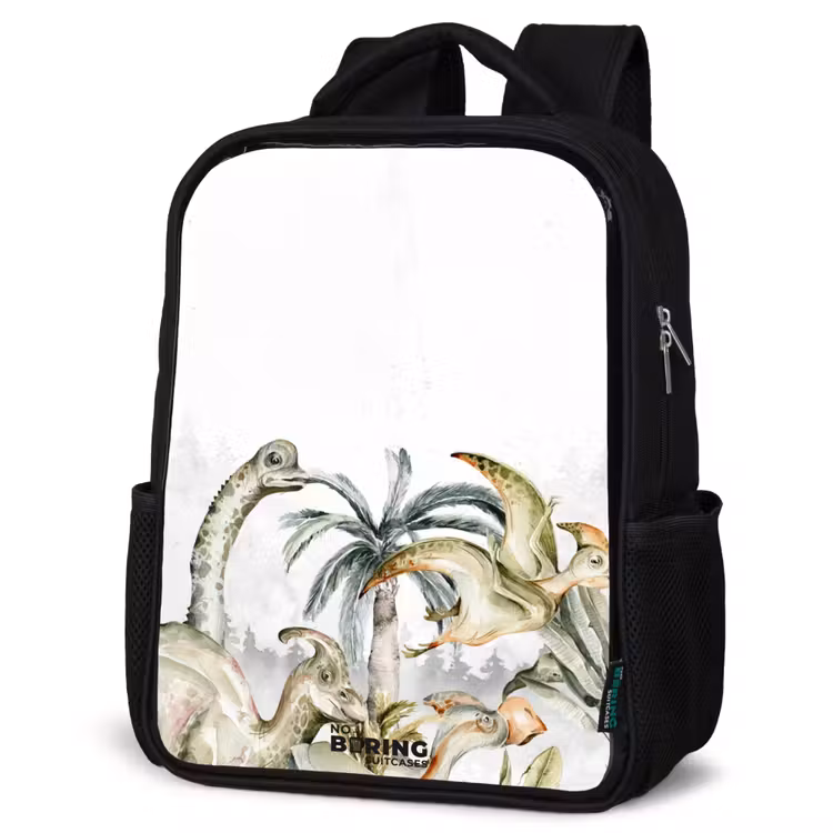 Kids backpack - Black - Dinos in a rugged landscape — 4
