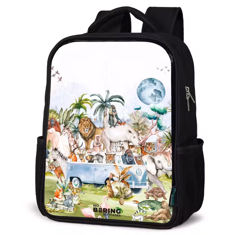Kids backpack - Black - Van with all the animals — 4