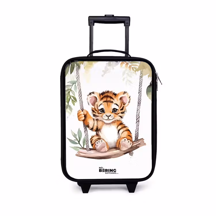 Children's suitcase - Rocking tiger cub watercolor drawing — 1