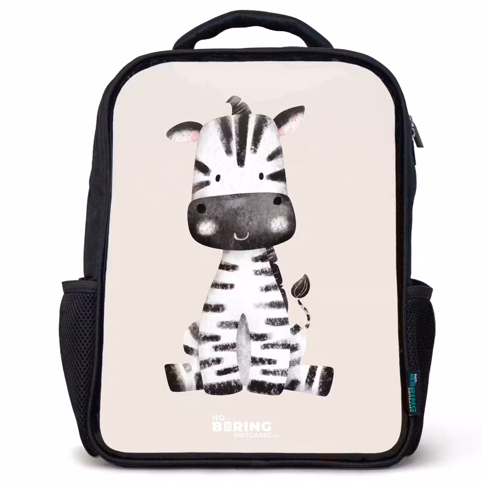 Kids backpack - Black - Zebra portrait drawing with beige background — 1
