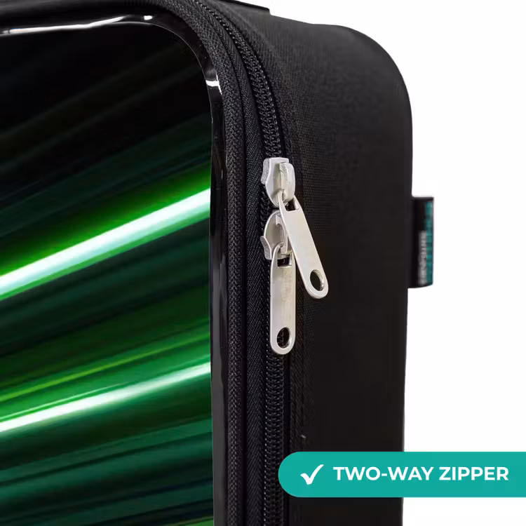 Children's suitcase - Blue race car with stripes in green tunnel — 5