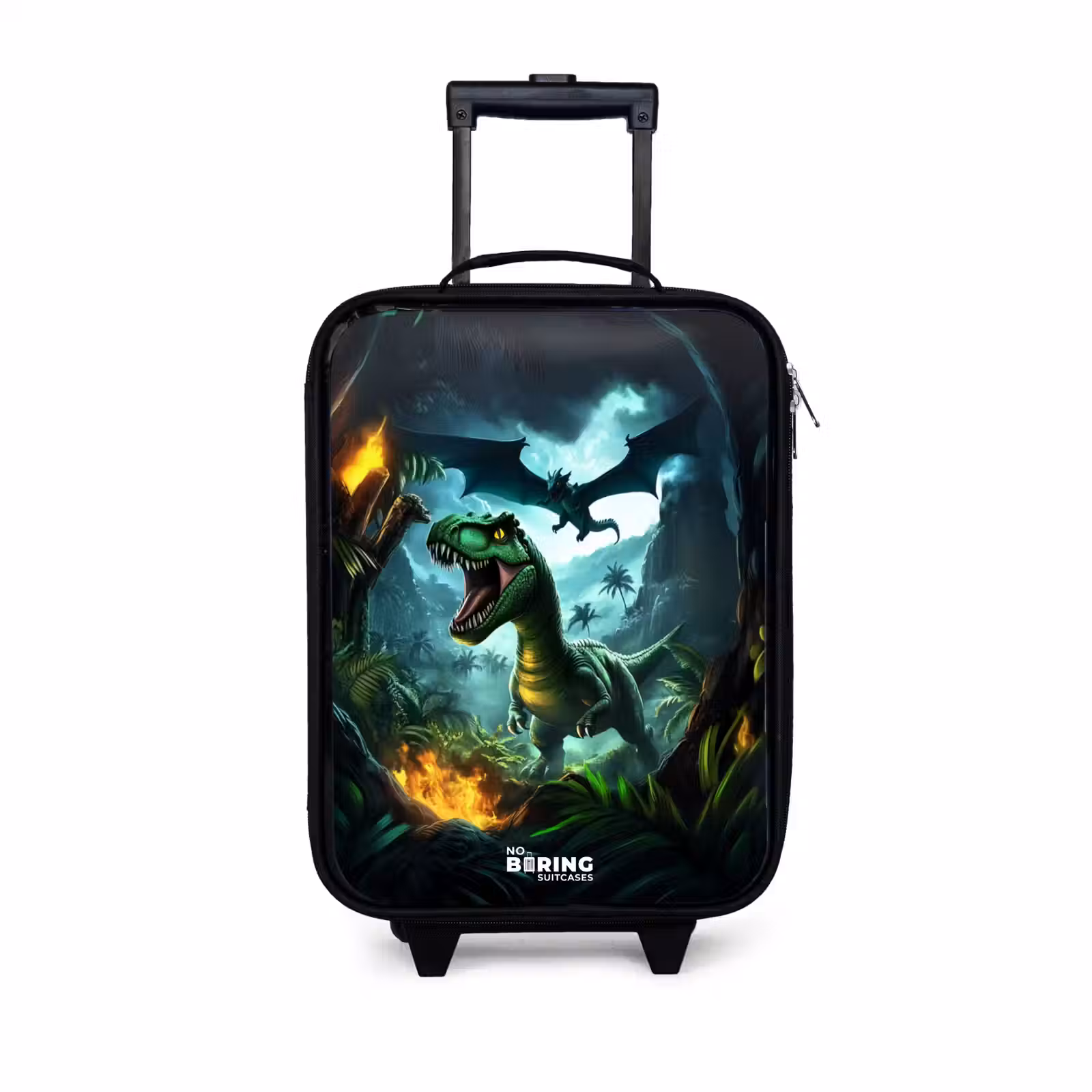 Children's suitcase - Dinosaur and dragon in fiery jungle valley — 1